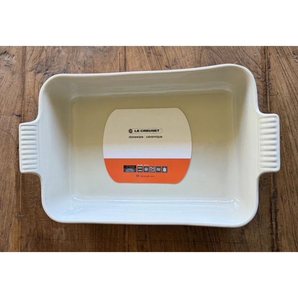 Le Creuset Stoneware Heritage Deep Rectangular Lasagna Dish 6.75qt Cerise NEW
